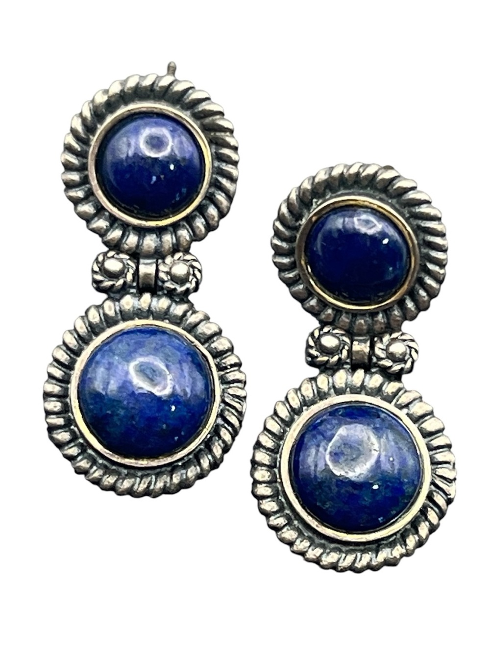 Stephen Dweck MFA Sterling Silver Earrings Blue Stone Modernist Dangle Drop